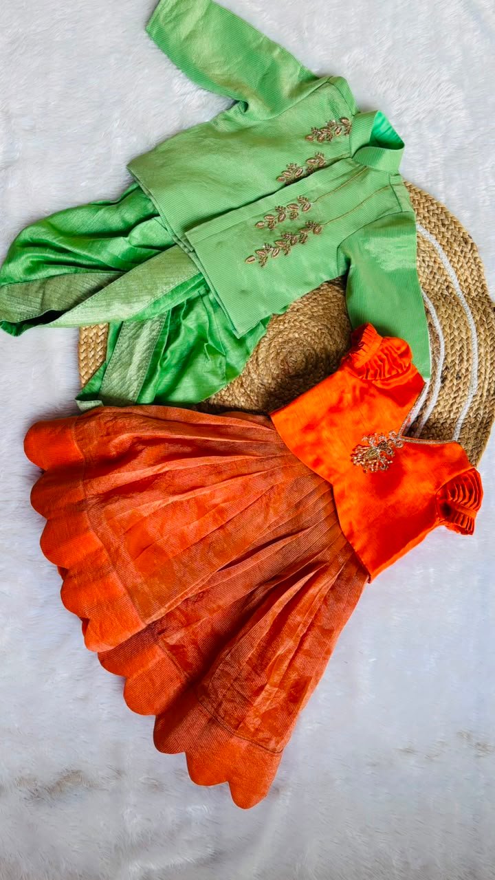 KID-KDS-VGT-004 Custom Colour Tissue Kurta and Dhoti Set for Boys - Image 1
